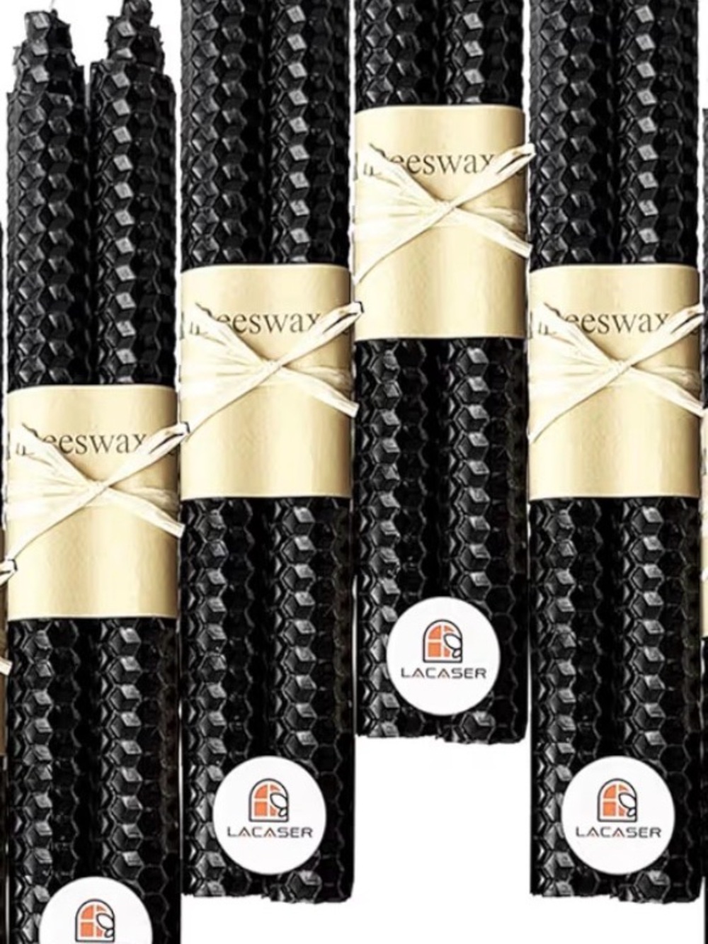 8 Pack Black Beeswax Taper Candles Non Toxic Smokeless 9 inch Decorative Tapers